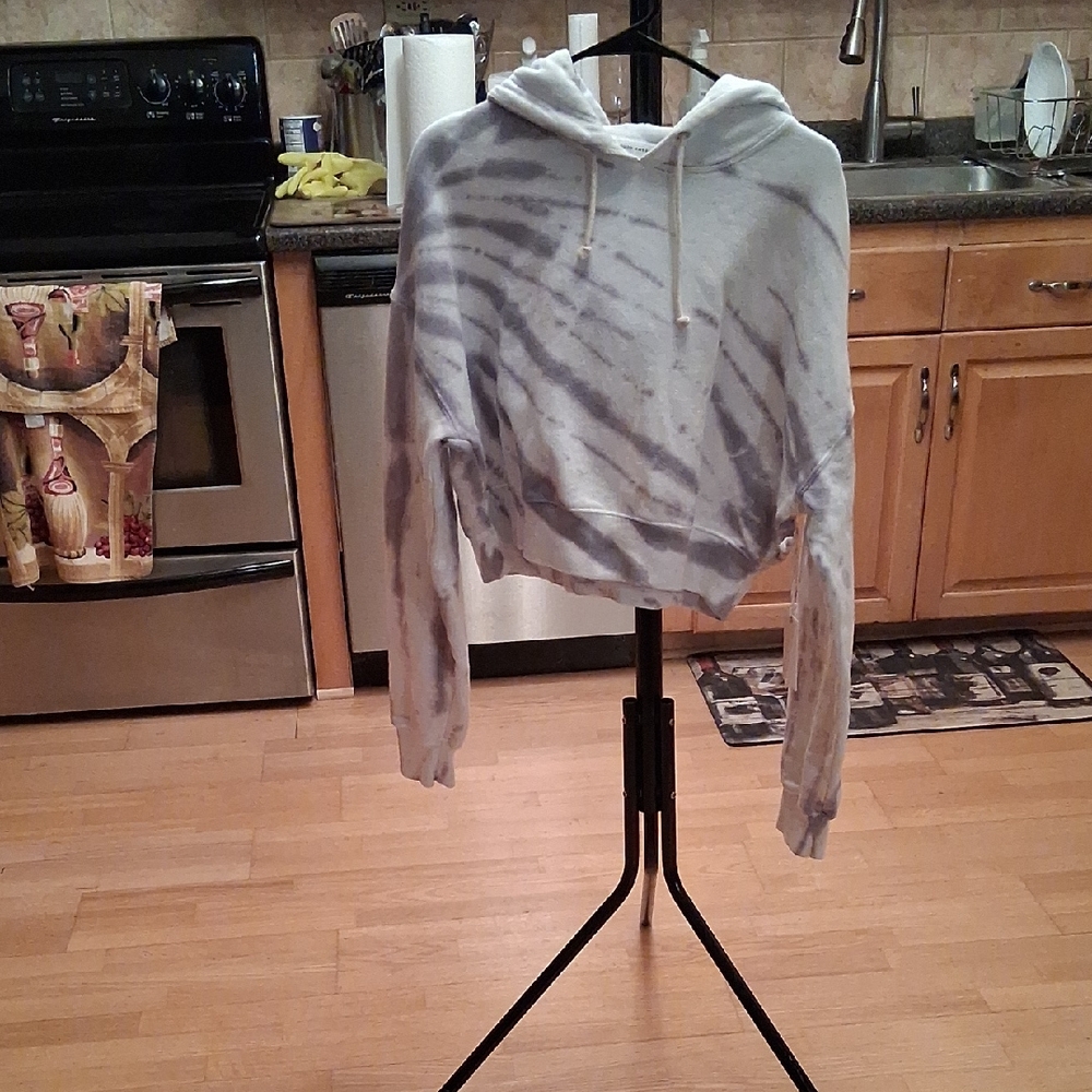 Good American Black and White Tie-Dye Hoodie